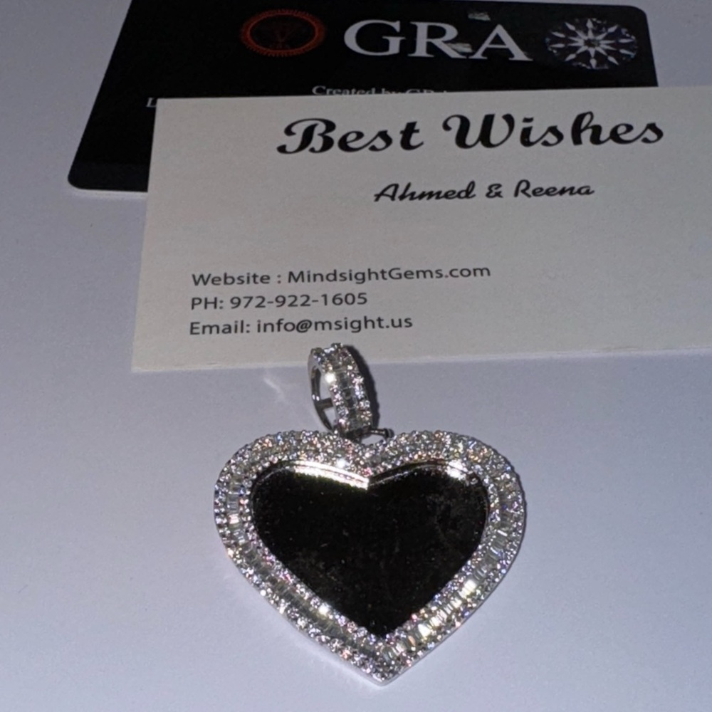 VVS Diamond Heart Memory Picture Pendant, Memorial Keepsake Jewelry Memory Charm - Picture 8 of 9